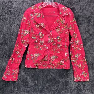 Vintage Johnny Was BIYA Cotton Floral Embroidered Flowers Jacket Blazer Top
